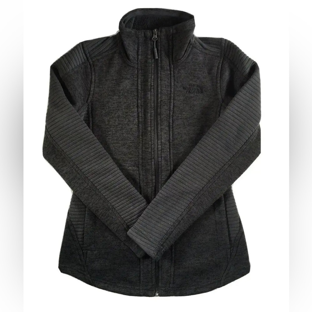 The North Face Jacket Indi Slim Fit Full Zip Fleece Coat Grey Heather